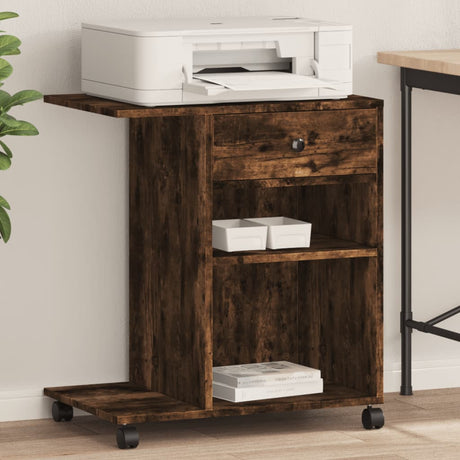 VidaXL armoire d'imprimante à roulettes 60x40x68,5 cm chêne fumé