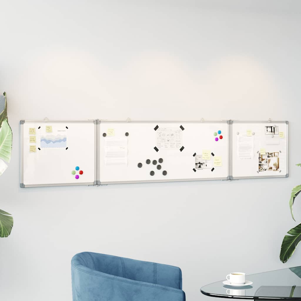 Vidaxx tableau blanc pliant magnétique 200x40x1,7 cm aluminium