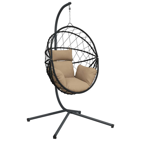 VidaXL Chaise suspendue avec rotin standard et acier taupe