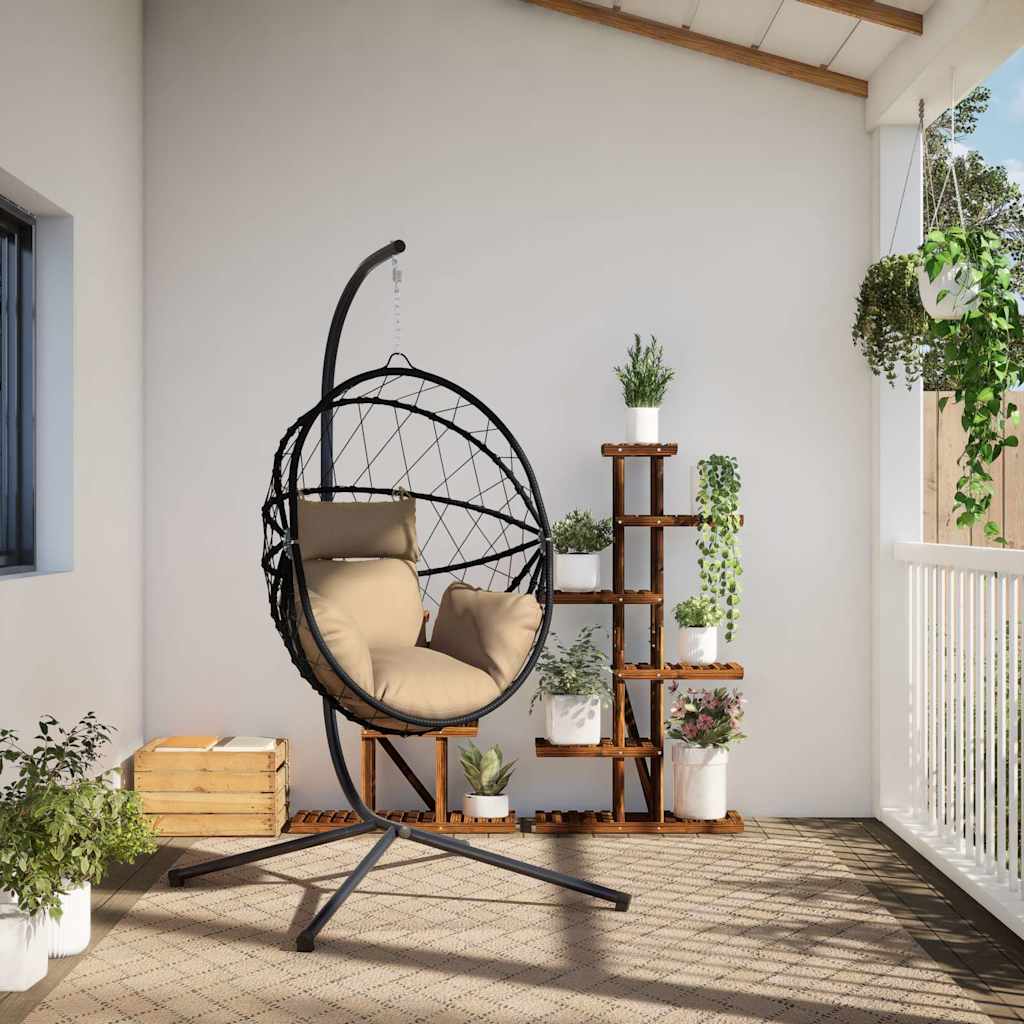 VidaXL Chaise suspendue avec rotin standard et acier taupe