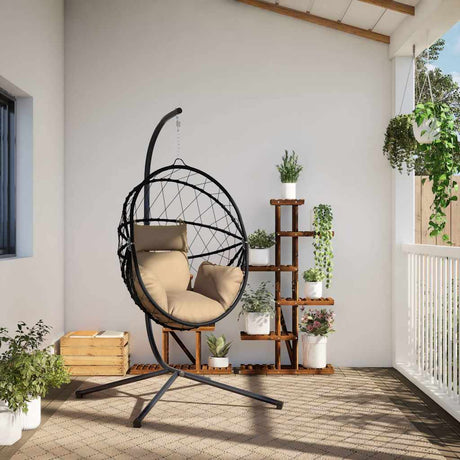 VidaXL Chaise suspendue avec rotin standard et acier taupe