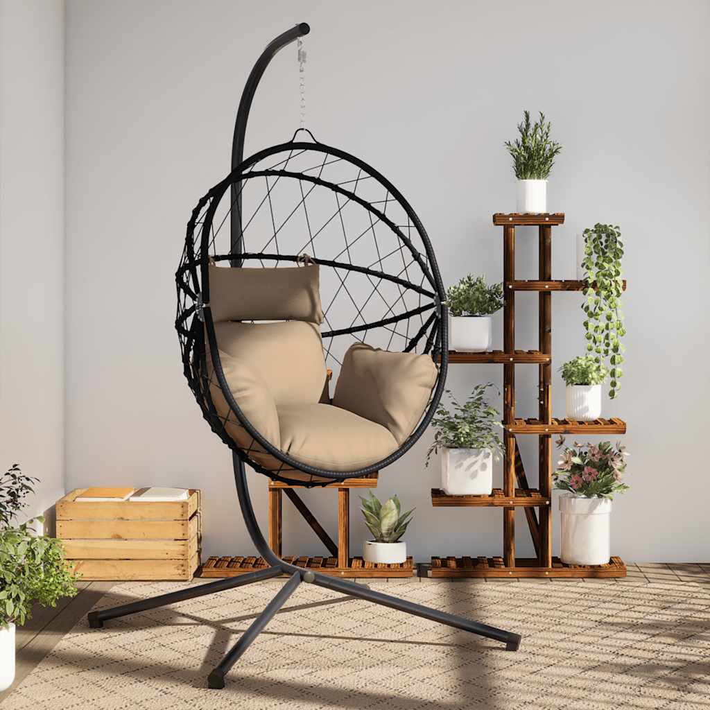 VidaXL Chaise suspendue avec rotin standard et acier taupe