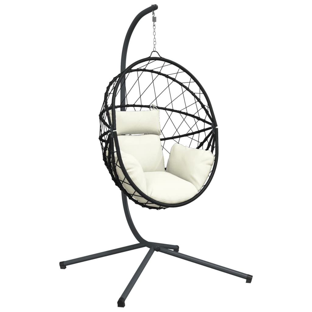 Vidaxl hangstoel met standaard rattan en staal beige