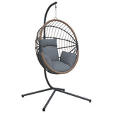 Fauteuil suspendu Vidaxx avec rotin standard et acier gris clair