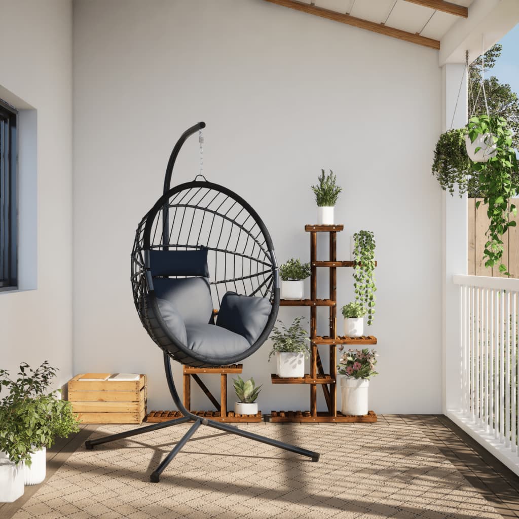 Fauteuil suspendu Vidaxx avec rotin standard et acier gris clair