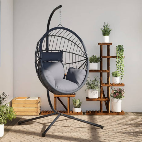 Fauteuil suspendu Vidaxx avec rotin standard et acier gris clair