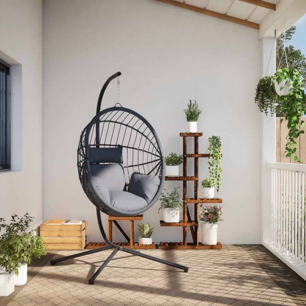 Chaise suspendue VidaXL avec rotin standard et acier gris