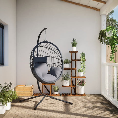 Chaise suspendue VidaXL avec rotin standard et acier gris