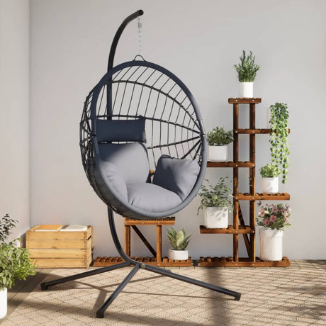 Chaise suspendue VidaXL avec rotin standard et acier gris