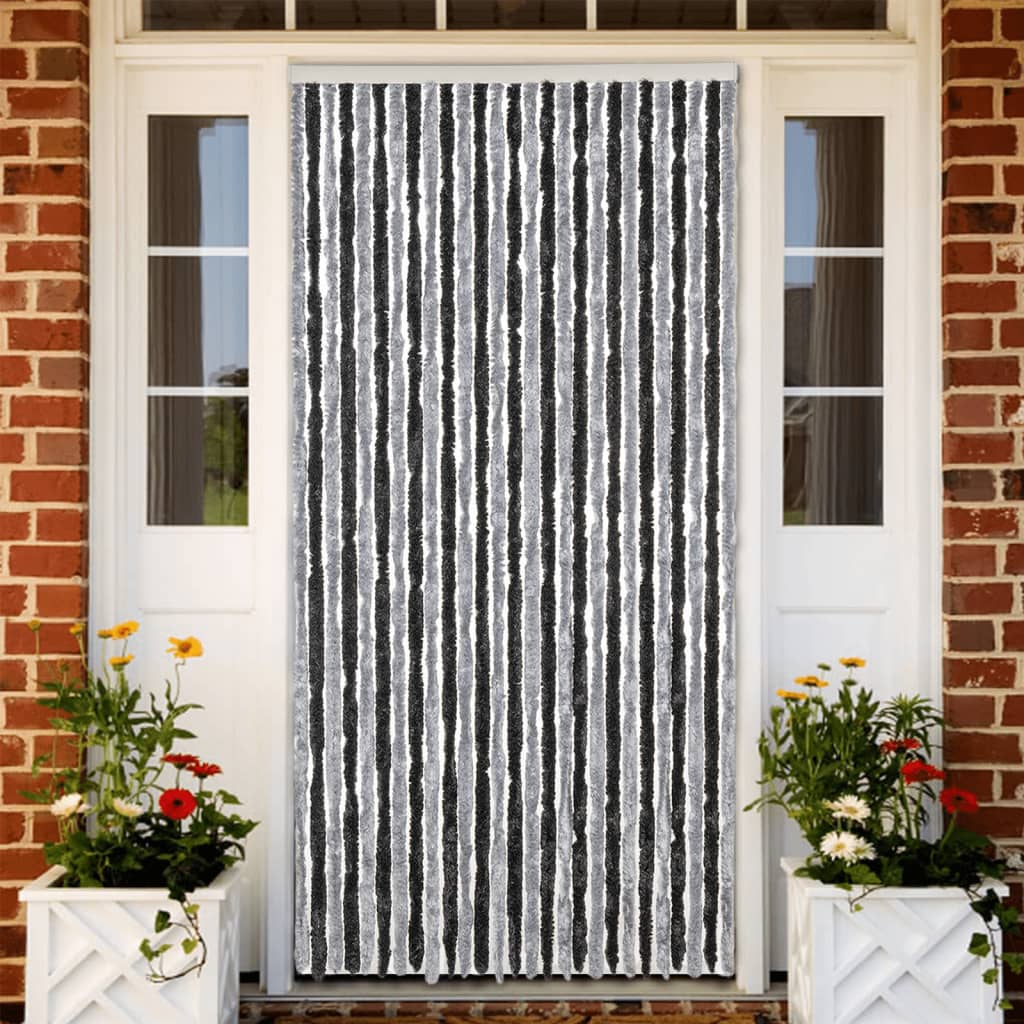 Vidaxx rideau anti-mouches 118x220 cm chenille gris et noir
