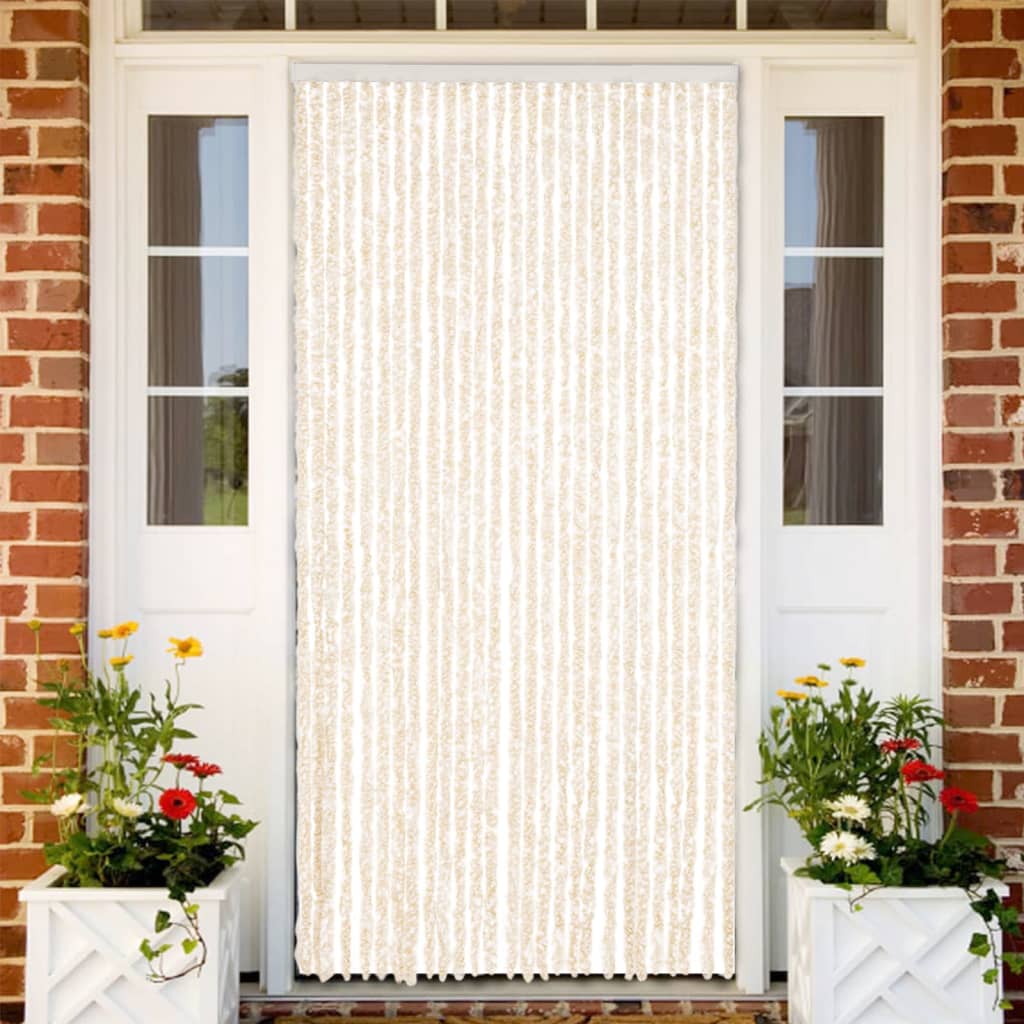 Vidaxx rideau anti-mouches 118x220 cm chenille beige et blanc