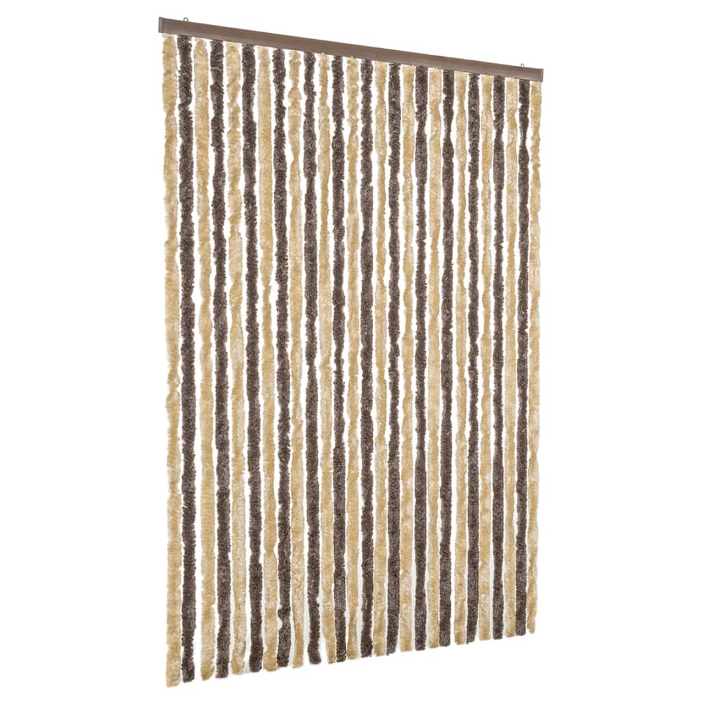 Vidaxx rideau anti-mouches 118x220 cm chenille marron foncé et beige