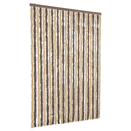 Vidaxx rideau anti-mouches 118x220 cm chenille marron foncé et beige