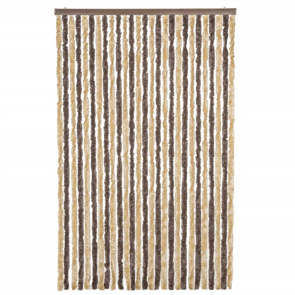 Vidaxl vliegengordijn 118x220 cm chenille donkerbruin en beige