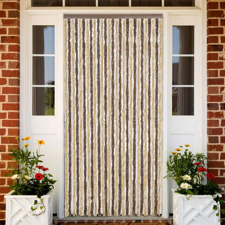 Vidaxx rideau anti-mouches 118x220 cm chenille marron foncé et beige