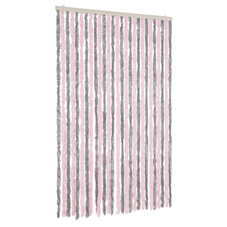 Vidaxx rideau anti-mouches 118x220 cm chenille gris argenté et rose