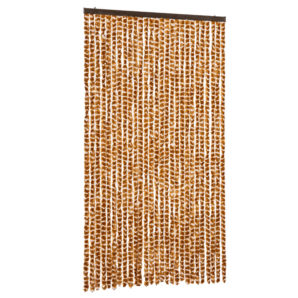 Vidaxx rideau anti-mouches 118x220 cm chenille ocre et blanc