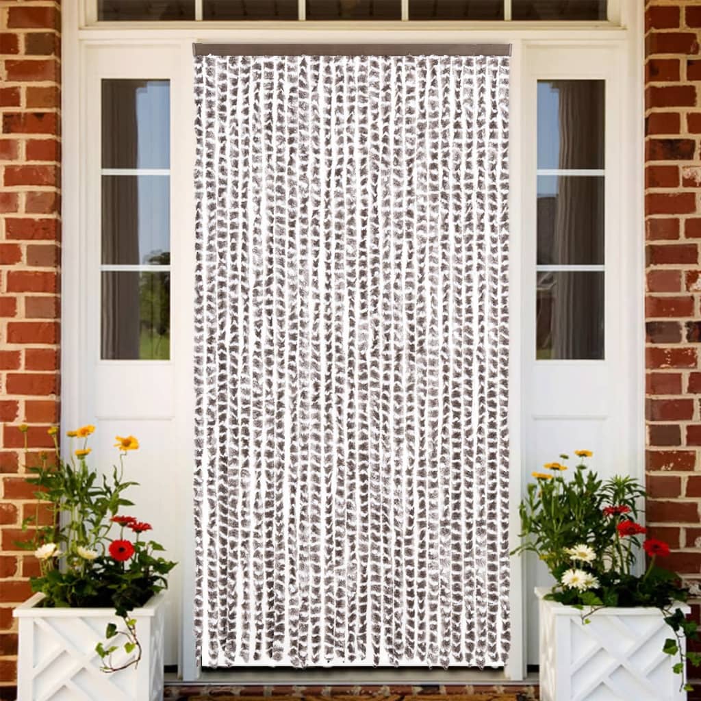 Vidaxx rideau anti-mouches 118x220 cm chenille taupe et blanc
