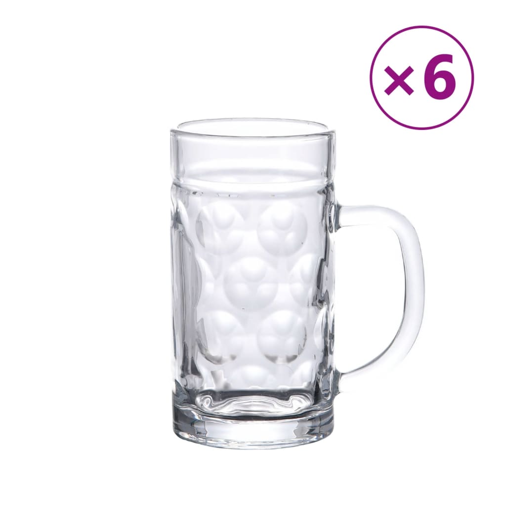 VidaXL chopes à bière avec poignée 6 pcs 500 ml verre