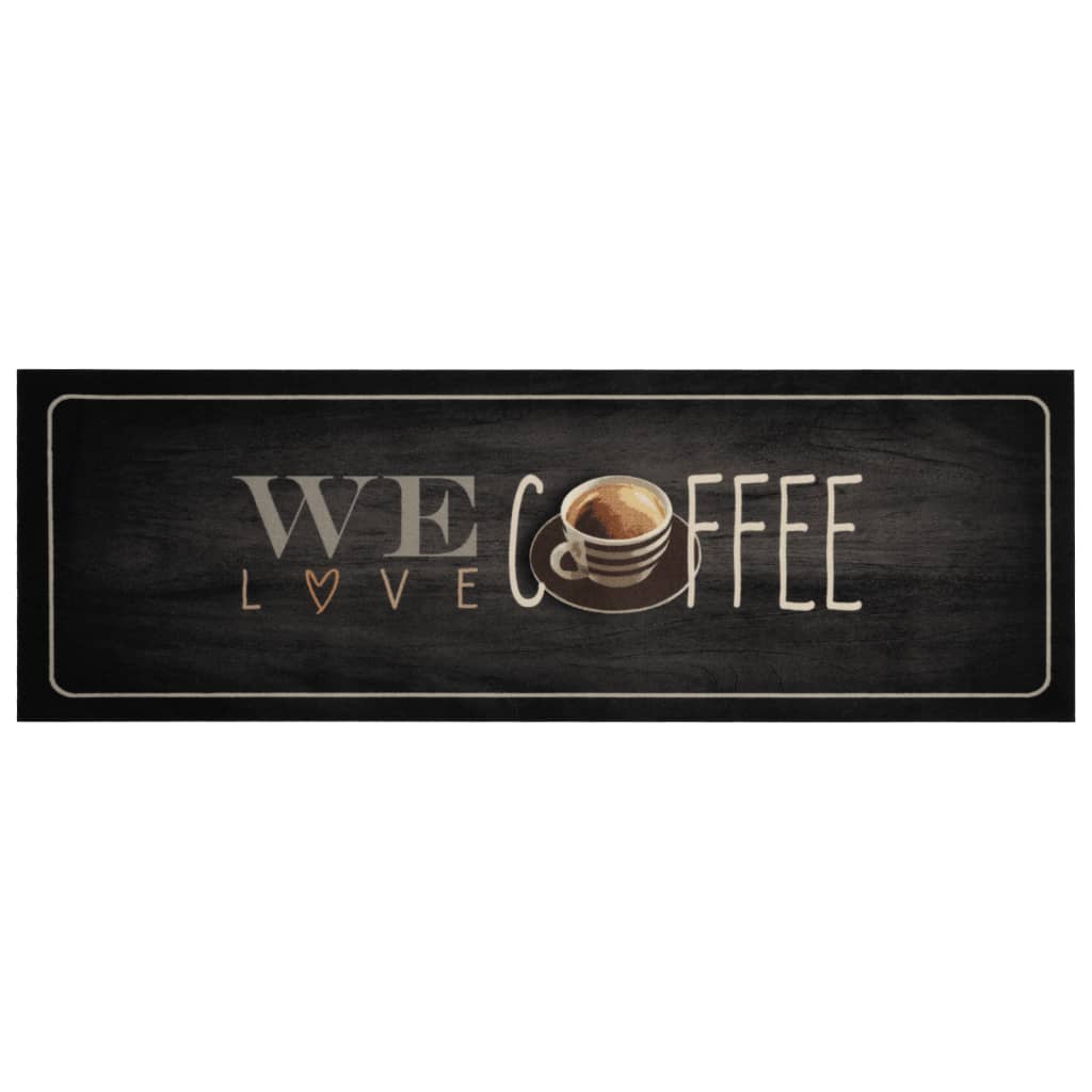 VidaXL Keukenmat wasbaar koffietekst 60x180 cm fluweel