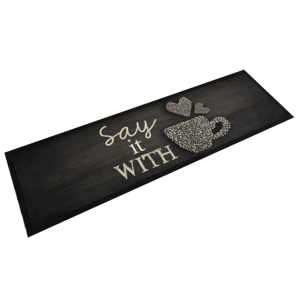Vidaxx tapis de cuisine lavable tasse imprimé 45x150 cm velours noir