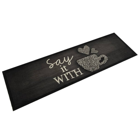 Vidaxx tapis de cuisine lavable tasse imprimé 45x150 cm velours noir