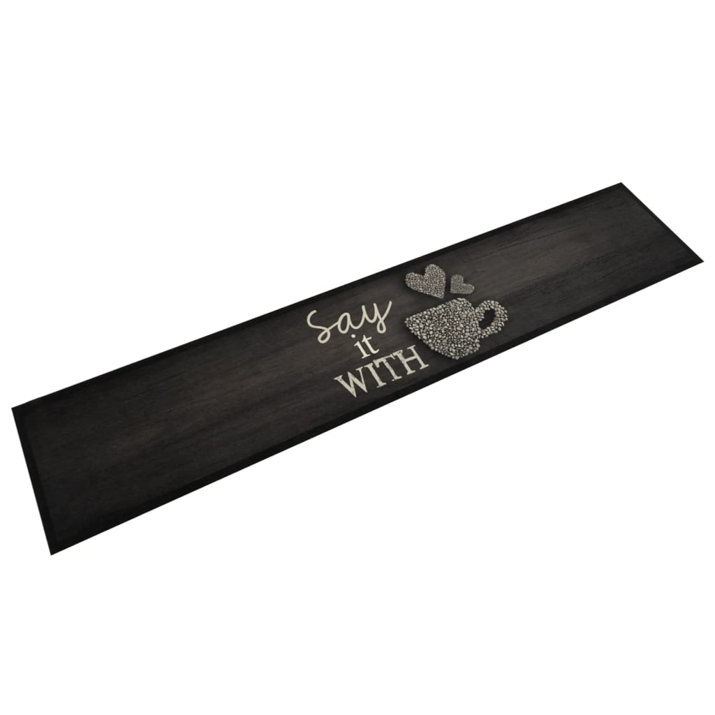 Vidaxx tapis de cuisine lavable tasse imprimé 60x300 cm velours noir