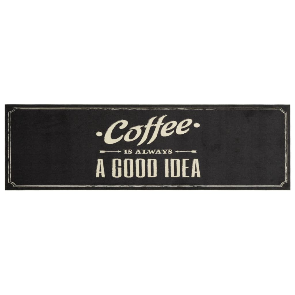 Vidaxl keukenmat wasbaar koffietekst 45x150 cm fluweel