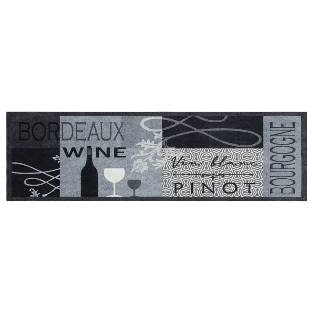 Vidaxx tapis de cuisine lavable imprimé vin 45x150 cm velours gris