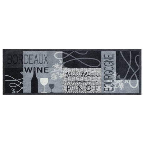 Vidaxx tapis de cuisine lavable imprimé vin 60x180 cm velours gris