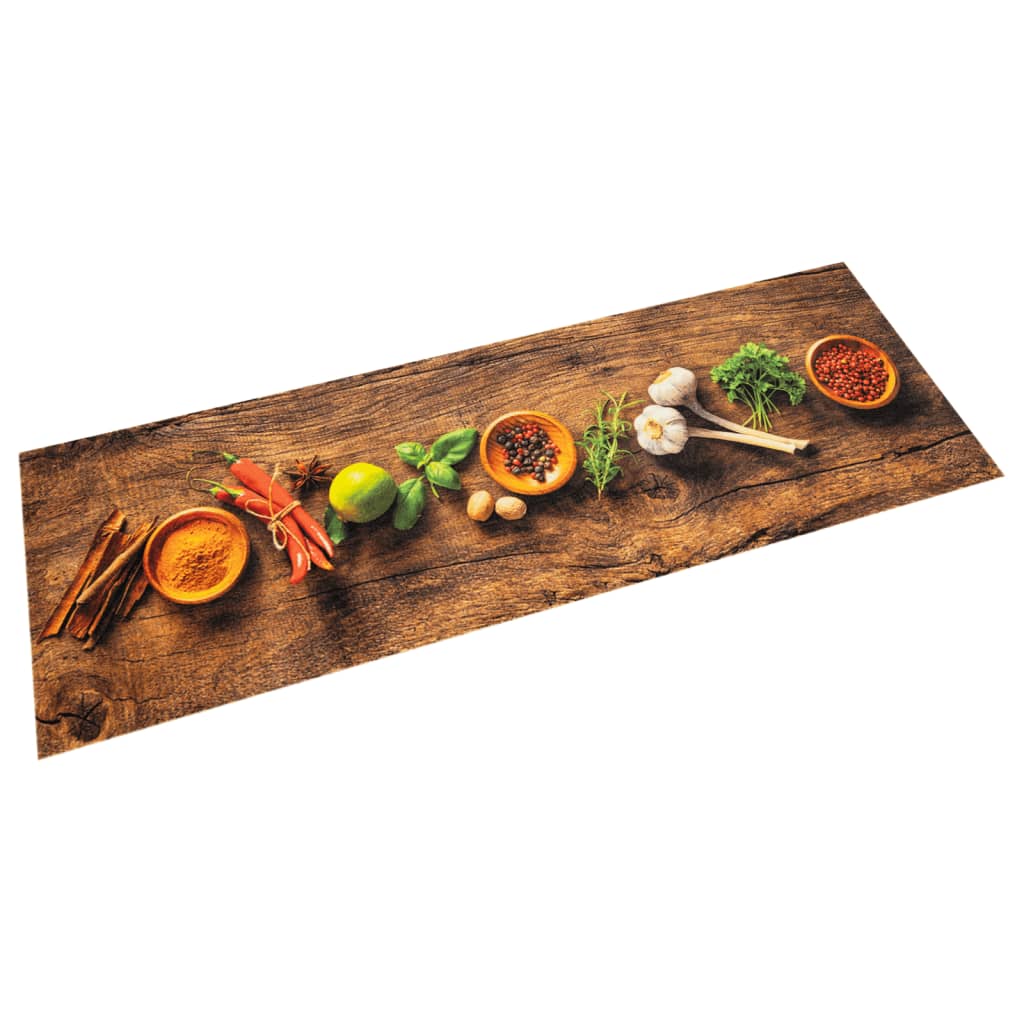 Vidaxx tapis de cuisine lavable imprimé à base de plantes 45x150 cm velours