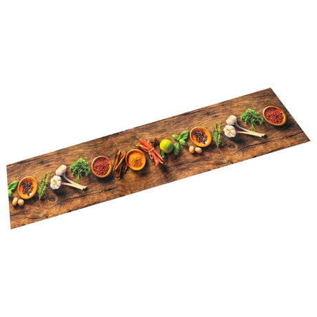 VidaXL Tapis de cuisine lavable imprimé à base de plantes 60x180 cm velours
