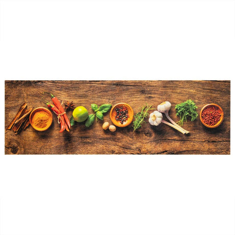 VidaXL Tapis de cuisine lavable imprimé à base de plantes 60x180 cm velours