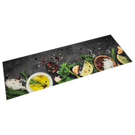 Vidaxx tapis de cuisine lavable imprimé à base de plantes 45x150 cm velours