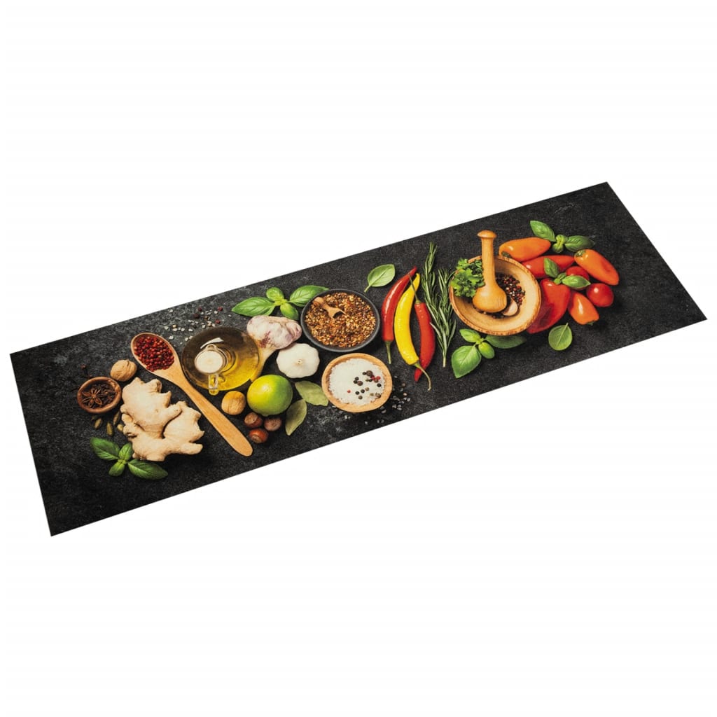 Vidaxx tapis de cuisine lavable imprimé à base de plantes 45x150 cm velours