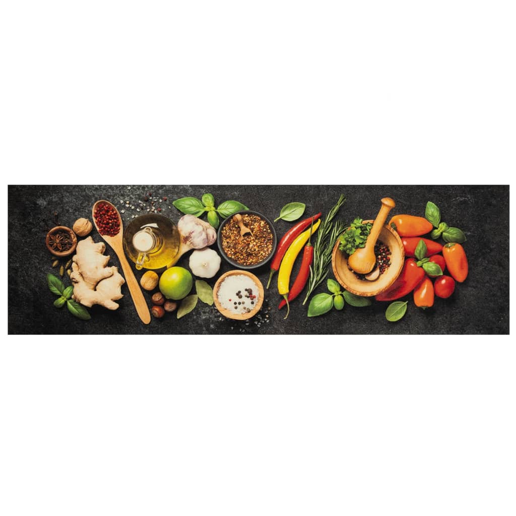 Vidaxx tapis de cuisine lavable imprimé à base de plantes 45x150 cm velours