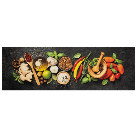 VidaXL Tapis de cuisine lavable imprimé à base de plantes 60x180 cm velours