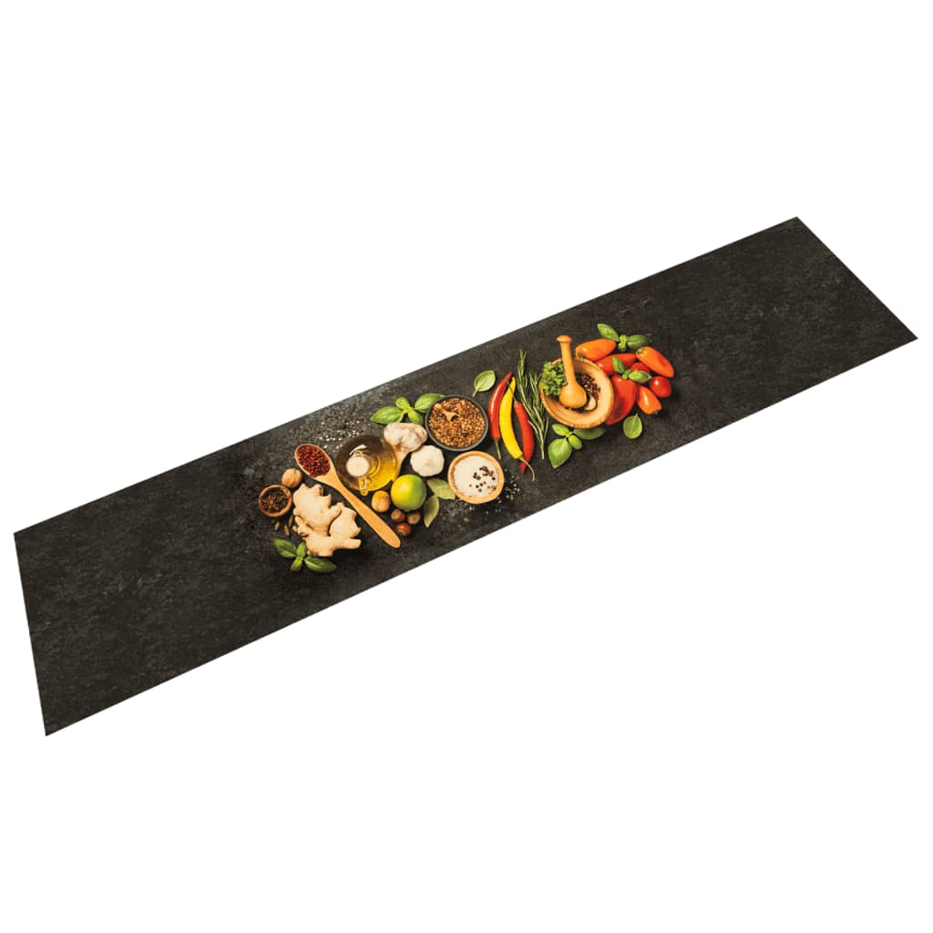 Vidaxx tapis de cuisine lavable imprimé à base de plantes 60x300 cm velours