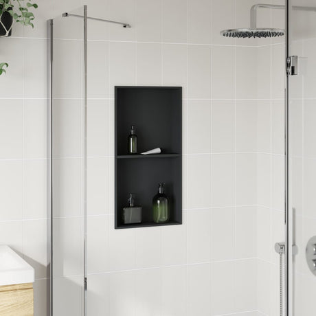 Vidaxx niche de douche 32x62x9 cm acier inoxydable noir mat