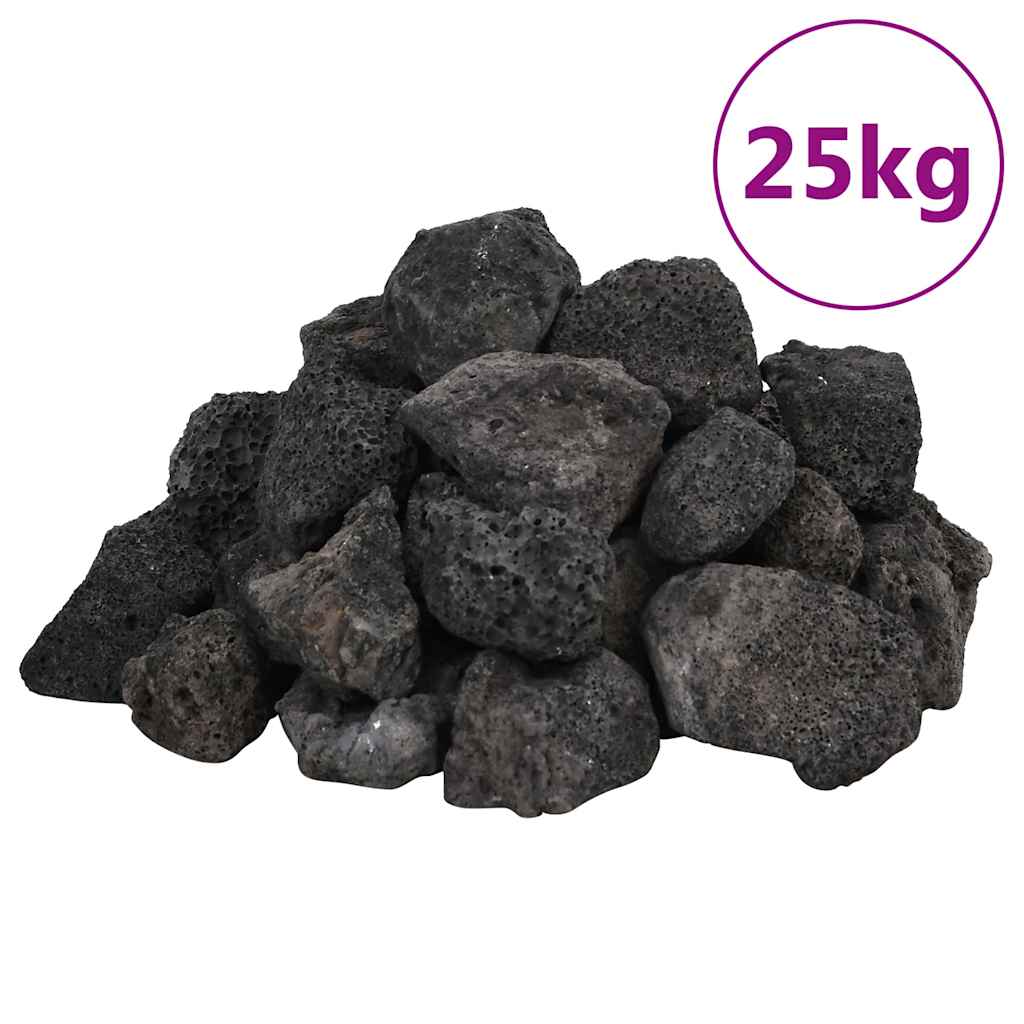 VidaXL pierres de lave 25 kg 3-5 cm noir