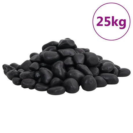 Vidaxl galets polis 2-5 cm 25 kg noir