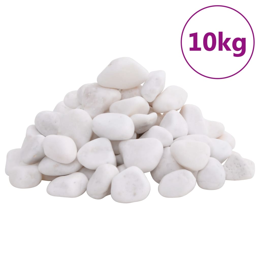 Vidaxl galets polis 2-5 cm 10 kg blanc