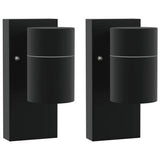 Vidaxx applique d'extérieur 2 pcs noir 6,5 x 10,5 x 16 cm acier inoxydable et verre