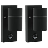 Vidaxx applique d'extérieur 2 pcs noir 6,5 x 10,5 x 16 cm acier inoxydable et verre