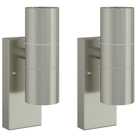 Vidaxx applique d'extérieur 2 pcs argent 7 x 10 x 22 cm acier inoxydable et verre