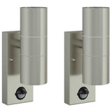Vidaxx applique d'extérieur 2 pcs argent 7 x 10 x 22 cm acier inoxydable et verre