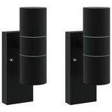 Vidaxx applique d'extérieur 2 pcs noir 7 x 10 x 22 cm acier inoxydable et verre