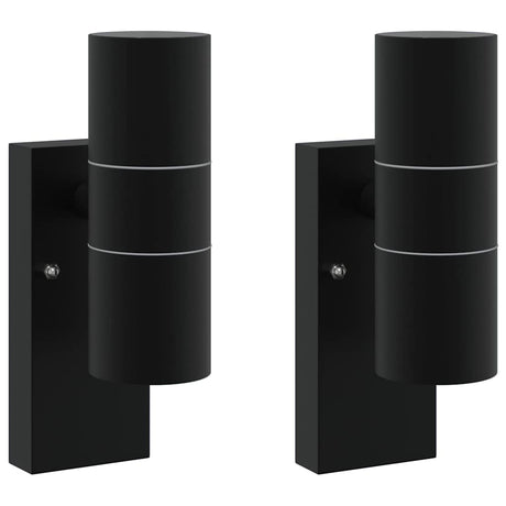 Vidaxx applique d'extérieur 2 pcs noir 7 x 10 x 22 cm acier inoxydable et verre