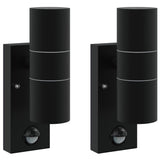 Vidaxx applique d'extérieur 2 pcs noir 7 x 10 x 22 cm acier inoxydable et verre