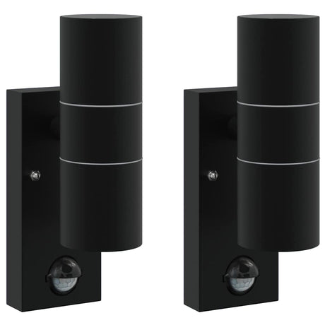 Vidaxx applique d'extérieur 2 pcs noir 7 x 10 x 22 cm acier inoxydable et verre